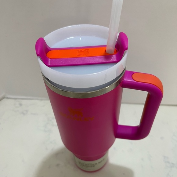 Stanley Vibrant Pink Tumbler with Orange Accent - Picture 11 of 13
